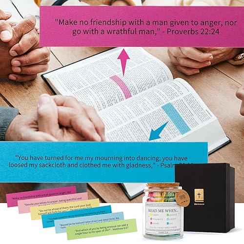 Bible Verse Jar with Color-Coded Scriptures, Christian Gifts for Women, Encouragement Jar, Faith Jar, Religious Gift for Her Him