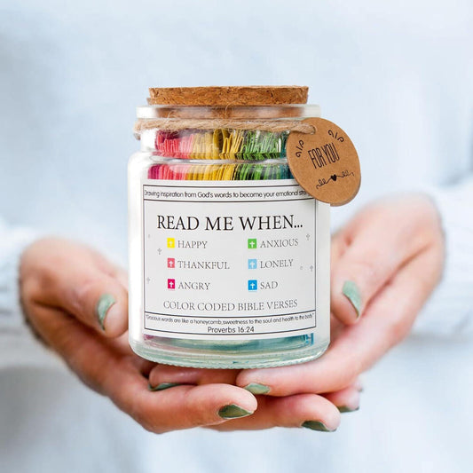 Bible Verse Jar with Color-Coded Scriptures, Christian Gifts for Women, Encouragement Jar, Faith Jar, Religious Gift for Her Him