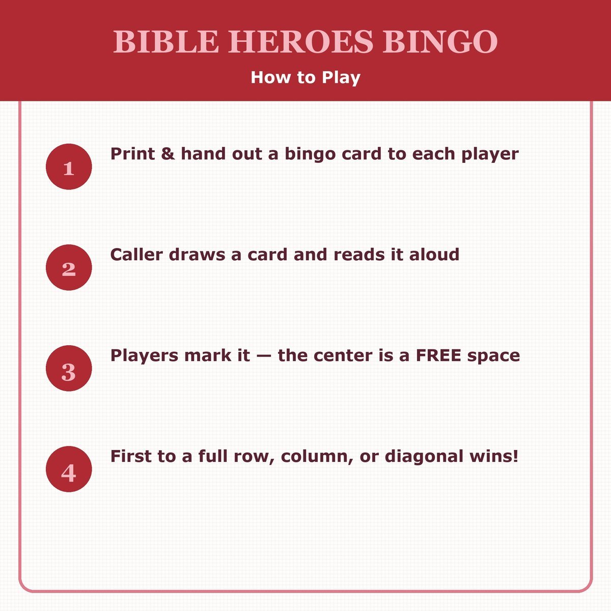 Bible Heroes Bingo, 60 Printable Christian Cards, Heroes of Faith Game, Sunday School Activity, Kids Bible Game, Hebrews 11 — image 3