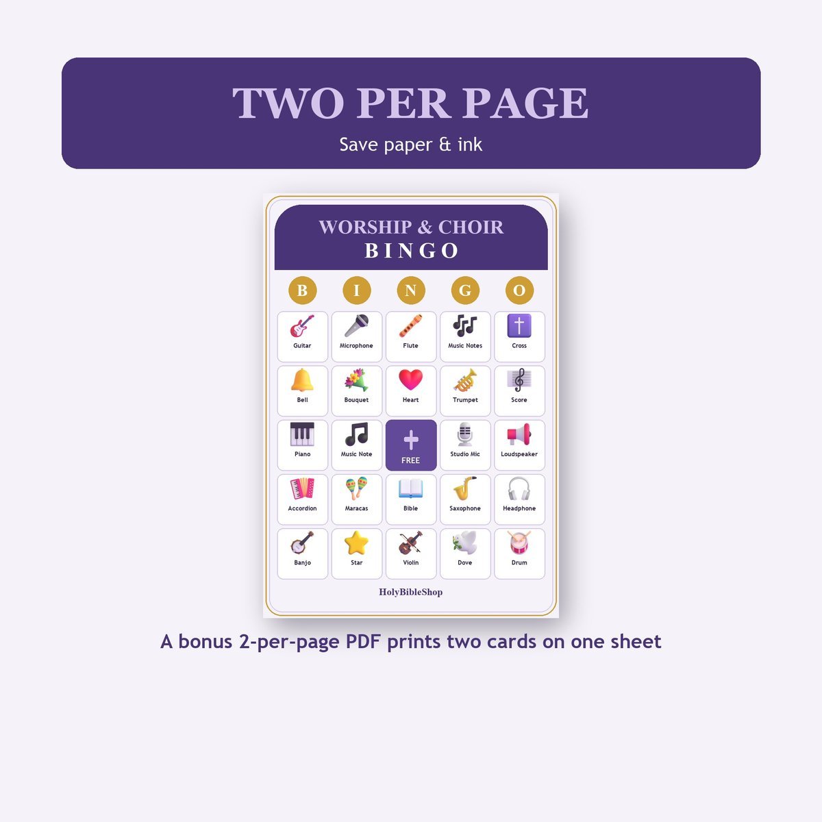 Worship Team and Choir Bingo, 60 Printable Bingo Cards, Christian Worship Team Choir Game, Sunday School & Church Activity, Instant Download — image 6