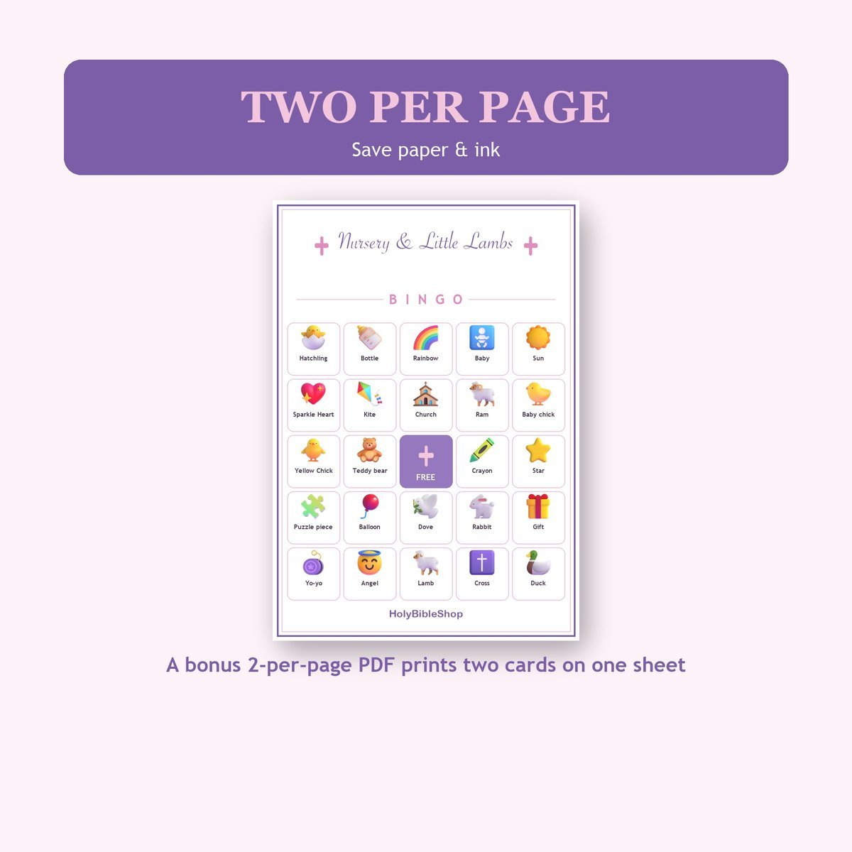 Nursery and Little Lambs Bingo, 60 Printable Bingo Cards, Christian Nursery Lambs Game, Sunday School & Church Activity, Instant Download — image 6