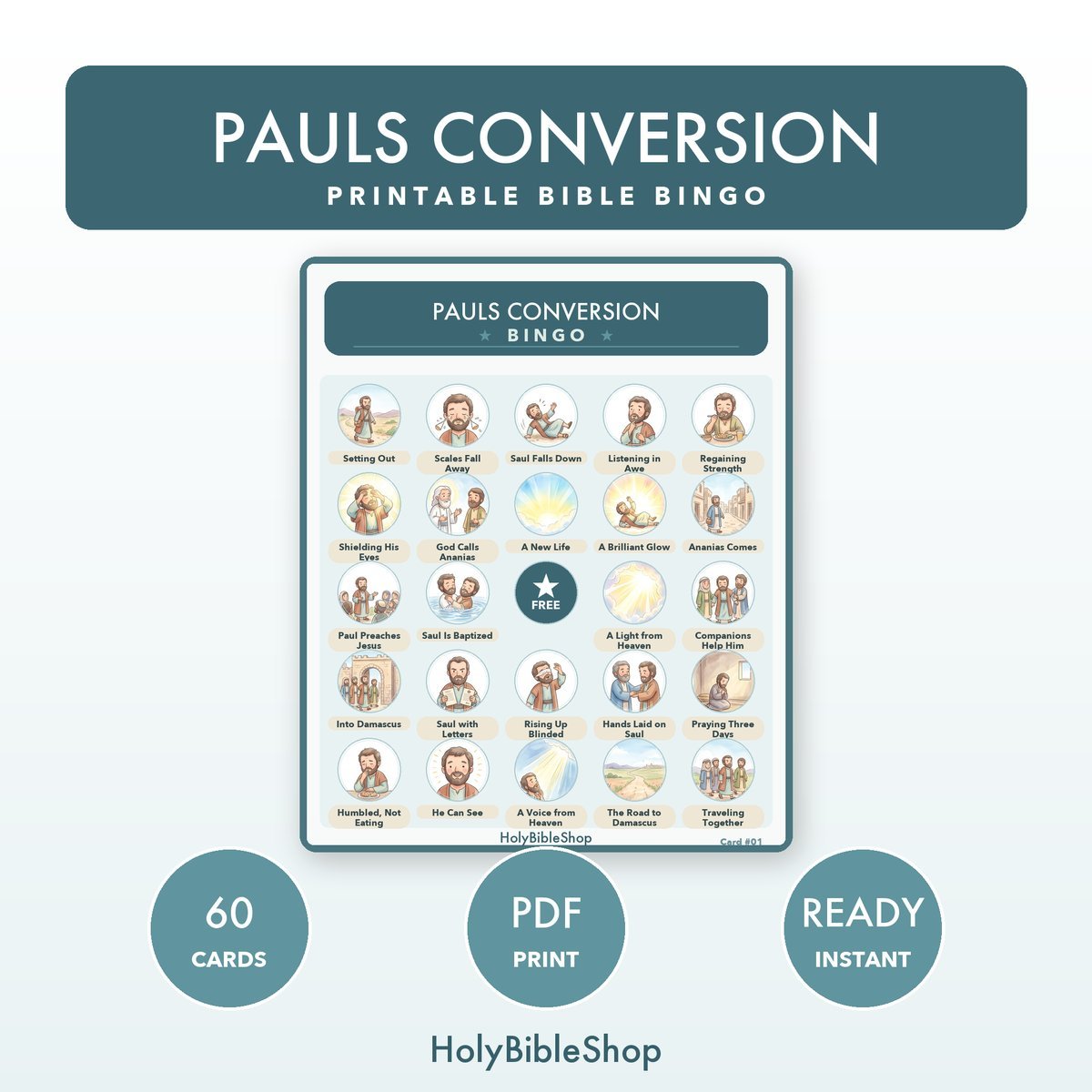 Early Church Bible Bingo Bundle | 12 Printable Games, 60 Cards Each | Book of Acts Paul Sunday School Christian Activity PDF — image 3