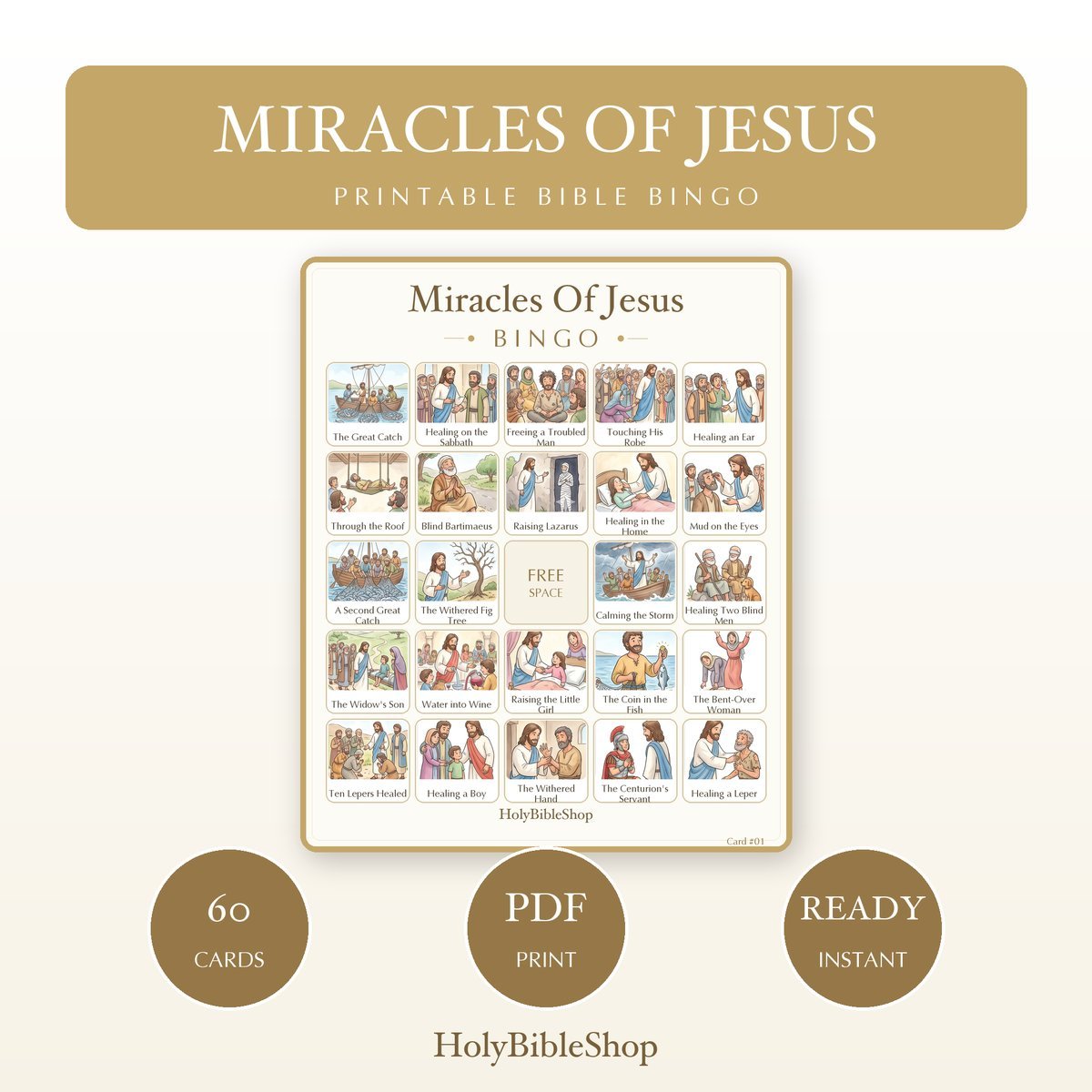 Life of Jesus Bible Bingo Bundle | 16 Printable Games, 60 Cards Each | Sunday School VBS Youth Group Church Christian Activity PDF — image 5