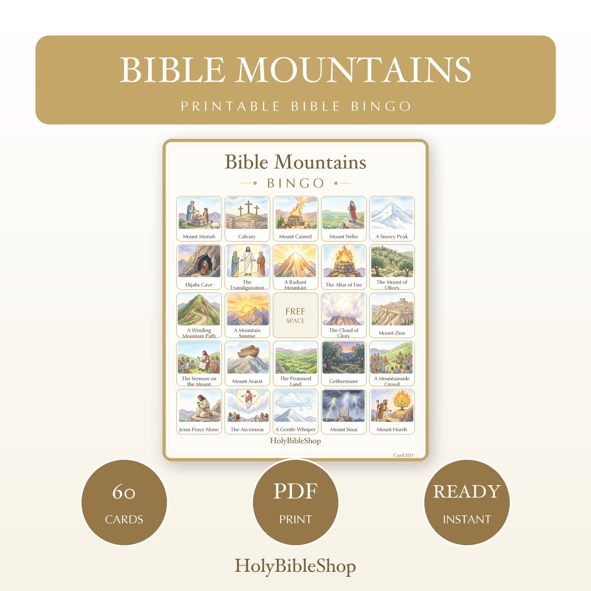 Whole Bible Knowledge Bingo Bundle | 10 Printable Games, 60 Cards Each | Books of the Bible Sunday School Christian Activity PDF — image 4